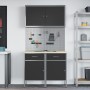 Conjunto de gabinete de trabajo y panel perforado de 5 piezas Negro MDF y metal de , Mesas de trabajo - Ref: Foro24-3321416, ...