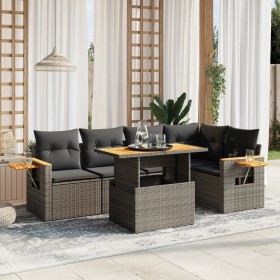 Set de muebles de jardín 6 pzas y cojines ratán sintético gris en Conjuntos de jardín | Comprar online en Foru.es