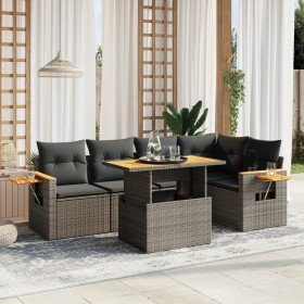 Set de muebles de jardín 6 pzas y cojines ratán sintético gris en Conjuntos de jardín | Comprar online en Foru.es