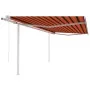 Toldo retráctil automático con postes naranja y marrón 4x3 m de vidaXL, Toldos - Ref: Foro24-3069950, Precio: 714,51 €, Descu...