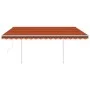 Toldo retráctil automático con postes naranja y marrón 4x3 m de vidaXL, Toldos - Ref: Foro24-3069950, Precio: 714,51 €, Descu...