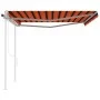 Toldo retráctil automático con postes naranja y marrón 4x3 m de vidaXL, Toldos - Ref: Foro24-3069950, Precio: 714,51 €, Descu...