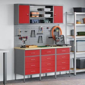 Conjunto de banco de trabajo de 7 piezas en acero rojo de , Mesas de trabajo - Ref: Foro24-3321437, Precio: 578,54 €, Descuen...