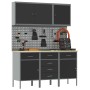 Conjunto de gabinete de trabajo y panel de herramientas de 8 piezas negro MDF y metal de , Mesas de trabajo - Ref: Foro24-332...
