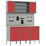 Banco de trabajo de 7 piezas en metal rojo de , Mesas de trabajo - Ref: Foro24-3321449, Precio: 557,94 €, Descuento: %