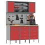 Banco de trabajo de 7 piezas en metal rojo de , Mesas de trabajo - Ref: Foro24-3321449, Precio: 557,94 €, Descuento: %