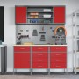 Banco de trabajo de 7 piezas en metal rojo de , Mesas de trabajo - Ref: Foro24-3321449, Precio: 557,94 €, Descuento: %