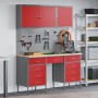 Conjunto de armario y panel de herramientas de 8 piezas en MDF y metal rojo de , Mesas de trabajo - Ref: Foro24-3321459, Prec...