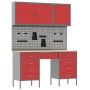 Conjunto de armario y panel de herramientas de 8 piezas en MDF y metal rojo de , Mesas de trabajo - Ref: Foro24-3321459, Prec...