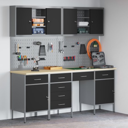 Conjunto de Banco de Trabajo de 10 Piezas en Acero Negro de , Mesas de trabajo - Ref: Foro24-3321478, Precio: 757,62 €, Descu...