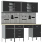 Conjunto de Banco de Trabajo de 10 Piezas en Acero Negro de , Mesas de trabajo - Ref: Foro24-3321478, Precio: 757,62 €, Descu...