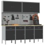 Juego de 10 piezas para armario de trabajo y panel perforado Negro MDF y Metal de , Mesas de trabajo - Ref: Foro24-3321482, P...