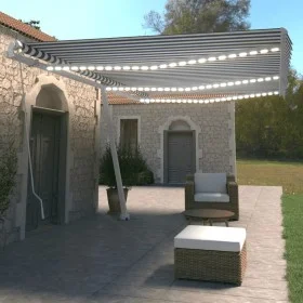 Toldo manual retráctil con LED azul y blanco 600x350 cm de vidaXL, Toldos - Ref: Foro24-3069681, Precio: 863,54 €, Descuento: %