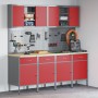 Conjunto de Armario y Tablero de Perforaciones de 10 Piezas en Rojo, MDF y Metal de , Mesas de trabajo - Ref: Foro24-3321485,...