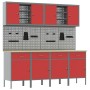 Conjunto de Armario y Tablero de Perforaciones de 10 Piezas en Rojo, MDF y Metal de , Mesas de trabajo - Ref: Foro24-3321485,...