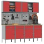 Conjunto de Armario y Tablero de Perforaciones de 10 Piezas en Rojo, MDF y Metal de , Mesas de trabajo - Ref: Foro24-3321485,...