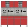 Conjunto de Armario y Tablero de Perforaciones de 10 Piezas en Rojo, MDF y Metal de , Mesas de trabajo - Ref: Foro24-3321485,...