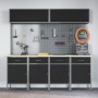 Juego de Gabinete de Trabajo y Panel de Herramientas de 10 Piezas Negro MDF y Metal de , Mesas de trabajo - Ref: Foro24-33214...