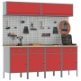 Juego de 10 piezas de gabinete de trabajo y panel de clavijas rojo de MDF y metal de , Mesas de trabajo - Ref: Foro24-3321487...