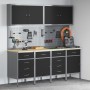 Set de Armario de Trabajo y Panel de Clavijas de 10 Piezas Negro MDF y Metal de , Mesas de trabajo - Ref: Foro24-3321488, Pre...