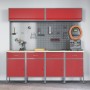 Juego de 10 piezas de gabinete de trabajo y panel de clavijas rojo de MDF y metal de , Mesas de trabajo - Ref: Foro24-3321487...