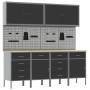 Set de Armario de Trabajo y Panel de Clavijas de 10 Piezas Negro MDF y Metal de , Mesas de trabajo - Ref: Foro24-3321488, Pre...