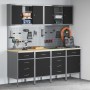 Set de gabinete de trabajo y panel perforado de 10 piezas negro MDF y metal de , Mesas de trabajo - Ref: Foro24-3321490, Prec...