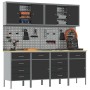 Set de gabinete de trabajo y panel perforado de 10 piezas negro MDF y metal de , Mesas de trabajo - Ref: Foro24-3321490, Prec...