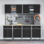 Set de gabinete de trabajo y panel perforado de 10 piezas negro MDF y metal de , Mesas de trabajo - Ref: Foro24-3321490, Prec...