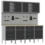 Set de gabinete de trabajo y panel perforado de 10 piezas negro MDF y metal de , Mesas de trabajo - Ref: Foro24-3321490, Prec...