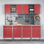 Conjunto de Armario de Trabajo y Tablero de Clavos de 10 Piezas en Rojo, MDF y Metal de , Mesas de trabajo - Ref: Foro24-3321...