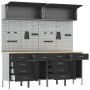 Juego de 10 Piezas de Gabinete de Trabajo y Panel de Herramientas Negro MDF y Metal de , Mesas de trabajo - Ref: Foro24-33214...