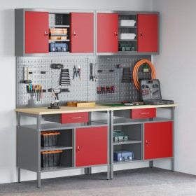 Set de Banco de Trabajo de 8 Piezas en Acero Rojo de , Mesas de trabajo - Ref: Foro24-3321497, Precio: 591,24 €, Descuento: %