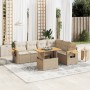 Set sofás de jardín 7 piezas y cojines ratán sintético beige en Conjuntos de jardín | Comprar online en Foru.es