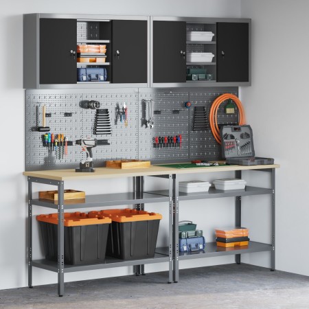 Conjunto de Banco de Trabajo de 8 Piezas Gris Acero de , Mesas de trabajo - Ref: Foro24-3321502, Precio: 430,46 €, Descuento: %
