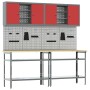 Conjunto de Mesa de Almacenamiento de Herramientas de 8 Piezas Rojo de Madera Compuesta y Metal de , Mesas de trabajo - Ref: ...