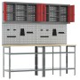 Conjunto de Mesa de Almacenamiento de Herramientas de 8 Piezas Rojo de Madera Compuesta y Metal de , Mesas de trabajo - Ref: ...