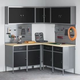 Set de Armario y Tablero de Perforación de 12 Piezas Negro MDF y Metal de , Mesas de trabajo - Ref: Foro24-3321506, Precio: 9...