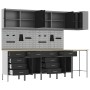 Conjunto de Armario y Panel Perforado de 12 Piezas en MDF y Metal Negro de , Mesas de trabajo - Ref: Foro24-3321510, Precio: ...
