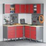 Conjunto de armario y panel de perforación de 12 piezas en rojo, MDF y metal de , Mesas de trabajo - Ref: Foro24-3321513, Pre...