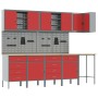 Conjunto de armario y panel de perforación de 12 piezas en rojo, MDF y metal de , Mesas de trabajo - Ref: Foro24-3321513, Pre...