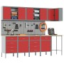 Conjunto de armario y panel de perforación de 12 piezas en rojo, MDF y metal de , Mesas de trabajo - Ref: Foro24-3321513, Pre...