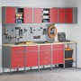 Conjunto de armario y panel de perforación de 12 piezas en rojo, MDF y metal de , Mesas de trabajo - Ref: Foro24-3321513, Pre...