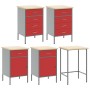 Conjunto de armario y panel de perforación de 12 piezas en rojo, MDF y metal de , Mesas de trabajo - Ref: Foro24-3321513, Pre...