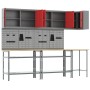 Set de mesa de almacenamiento de herramientas de 10 piezas en madera compuesta y metal rojo de , Mesas de trabajo - Ref: Foro...