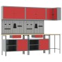 Conjunto de mesa para herramientas de 10 piezas en rojo, de madera de ingeniería y metal de , Mesas de trabajo - Ref: Foro24-...