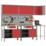 Conjunto de mesa para herramientas de 10 piezas en rojo, de madera de ingeniería y metal de , Mesas de trabajo - Ref: Foro24-...