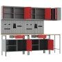 Conjunto de mesa para herramientas de 10 piezas en rojo, de madera de ingeniería y metal de , Mesas de trabajo - Ref: Foro24-...