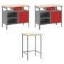 Conjunto de mesa para herramientas de 10 piezas en rojo, de madera de ingeniería y metal de , Mesas de trabajo - Ref: Foro24-...