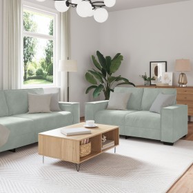 Conjunto de Sofá de 3 Piezas con Cojines de Terciopelo Gris Claro de , Sofás - Ref: Foro24-3324618, Precio: 616,52 €, Descuen...